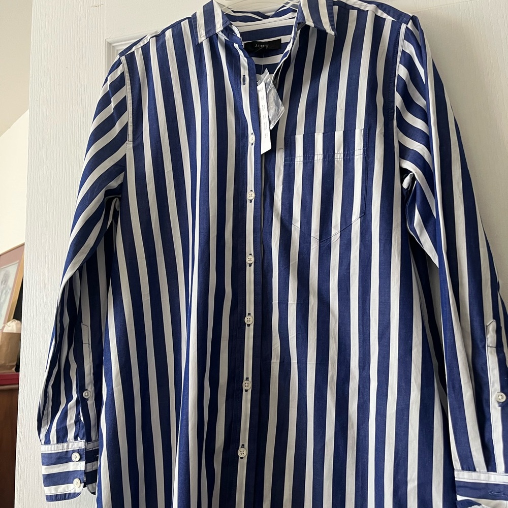NEW J.Crew Blue and White Striped XXS Shirt Dress